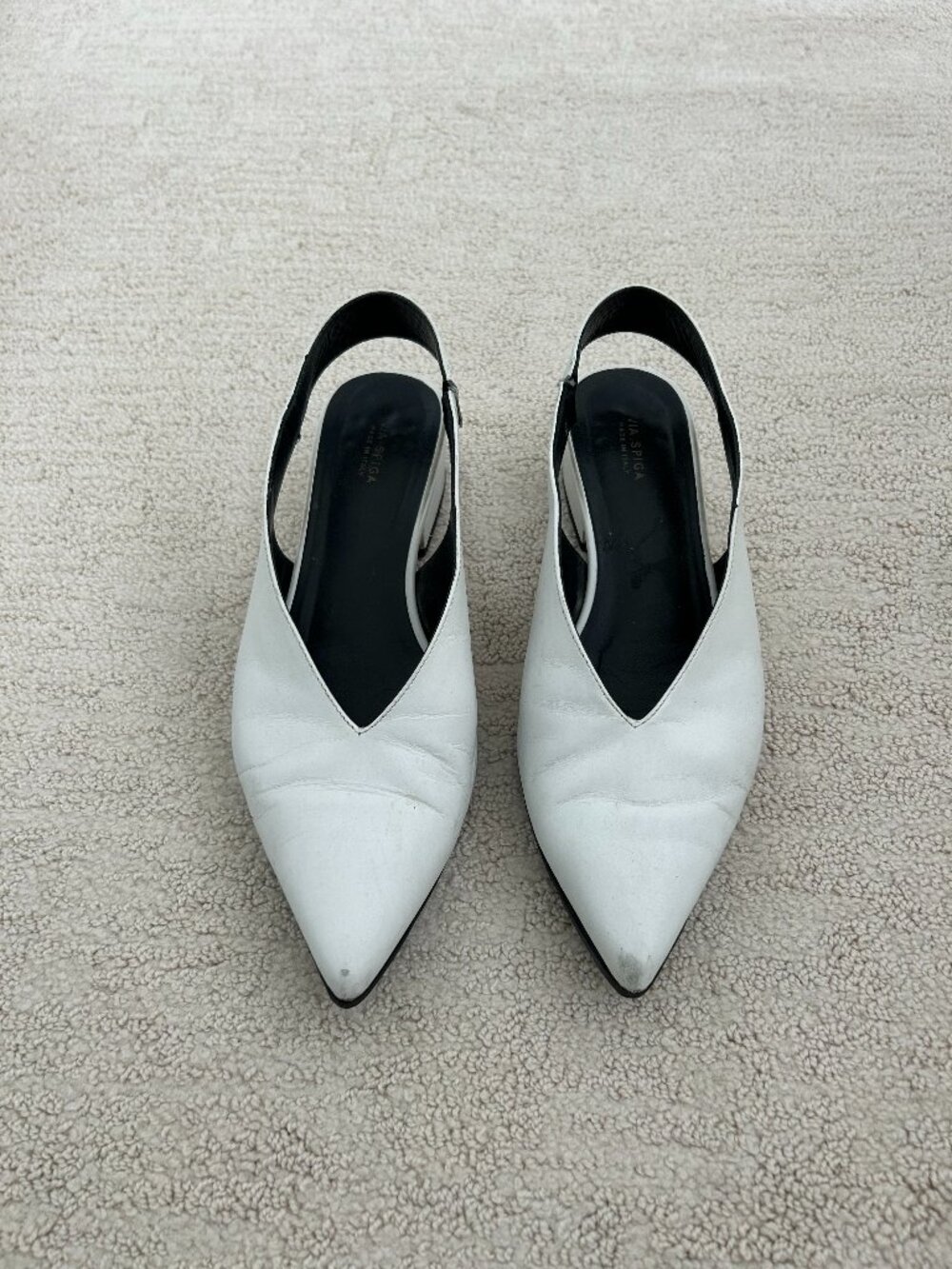 Italian open back leather shoes